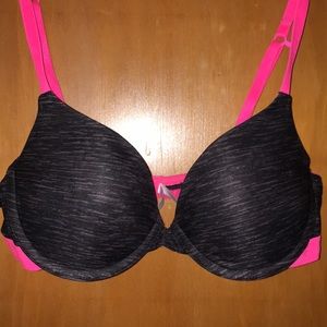 Size: 36B, pink and black push up bra